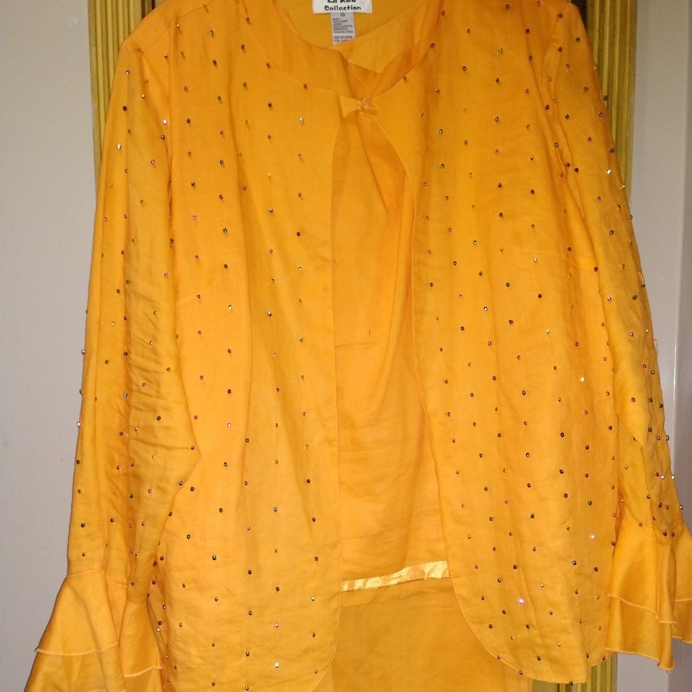 Orange, 3 piece linen suit. - Picture 1 of 5